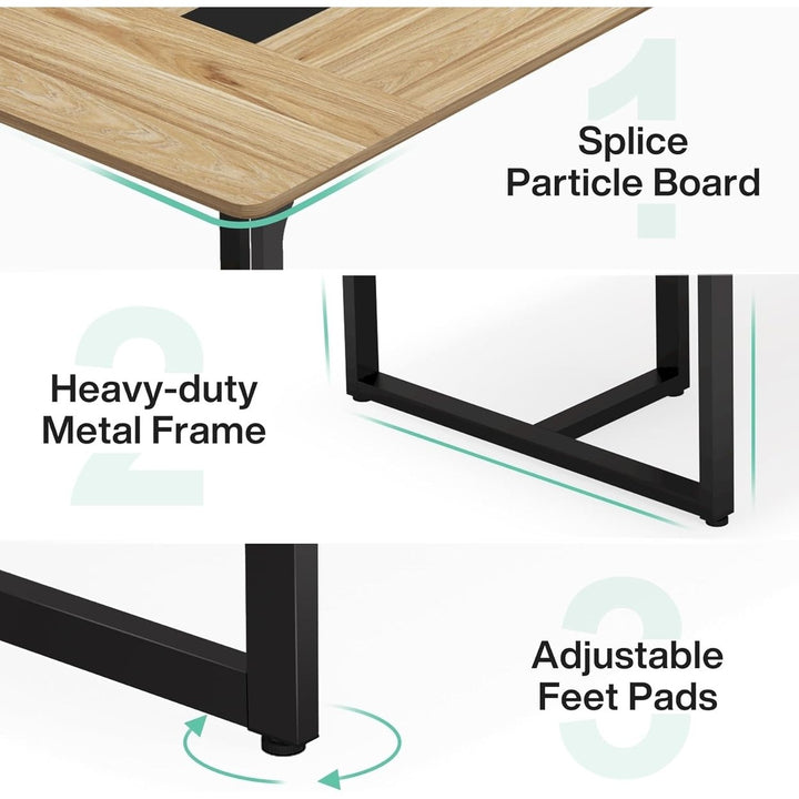 Rectangle Conference Table 8 Person Business Office Desk Waterproof Metal Legs Image 3