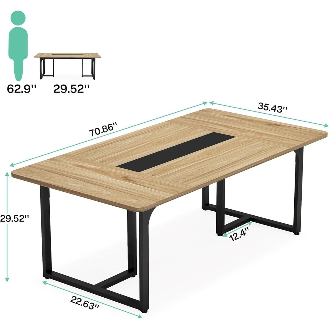 Rectangle Conference Table 8 Person Business Office Desk Waterproof Metal Legs Image 4