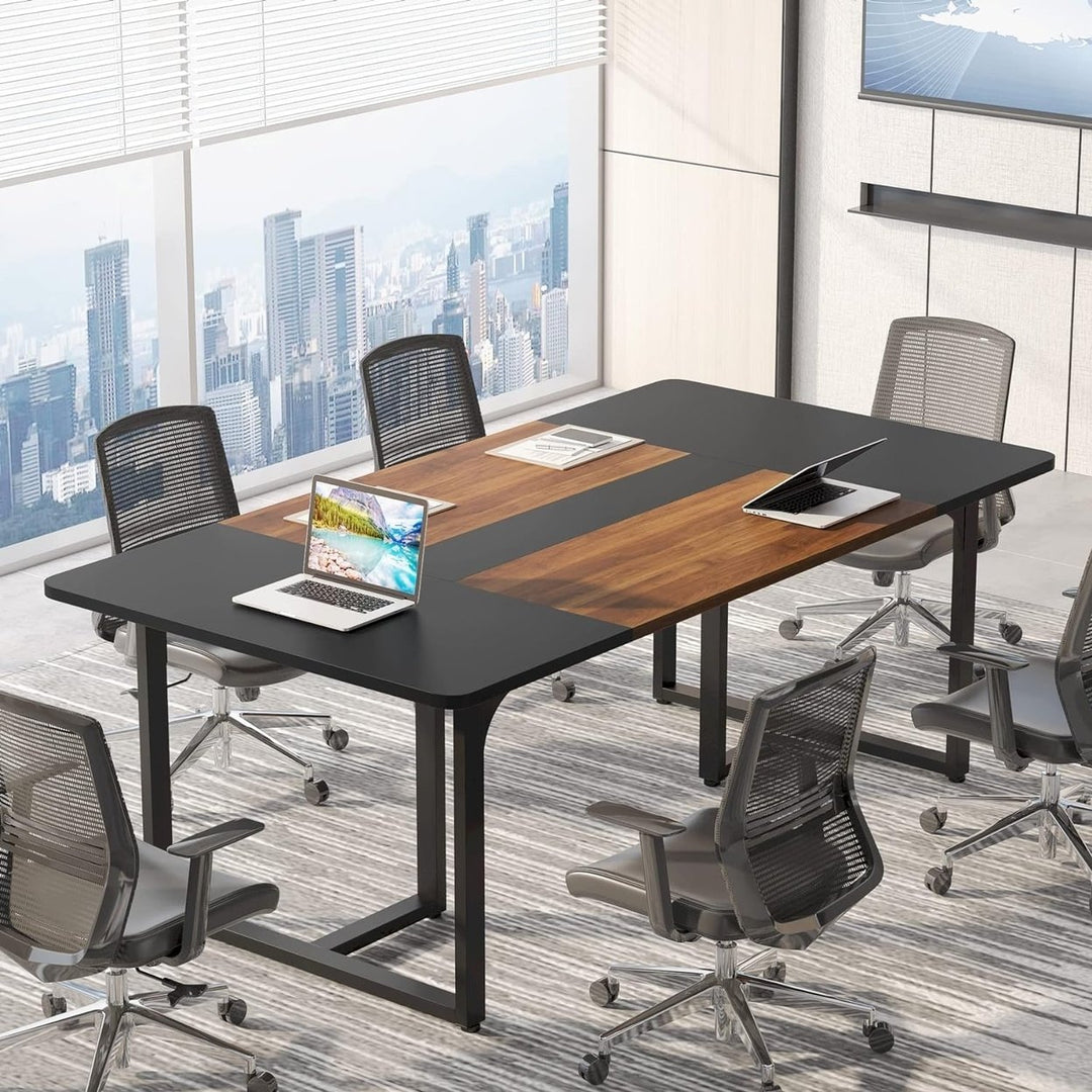 Rectangle Conference Table 8 Person Business Office Desk Waterproof Metal Legs Image 5