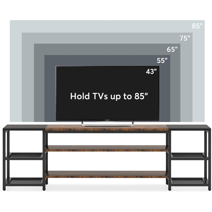 78" TV Stand, Media Entertainment Center Console Table, Industrial 3-Tier TV Console Table with Storage Shelves Image 5