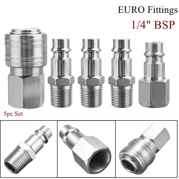 1,4 EURO Air BSP Hose Compressor Tail Airline Fitting Quick Connector Release Image 9