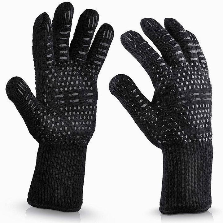 1,2PCs BBQ Gloves 300-500 Centigrade Extreme Heat Resistant Ar-amid Safety Grill-lining Cotton For Kitchen Baking Tools Image 7