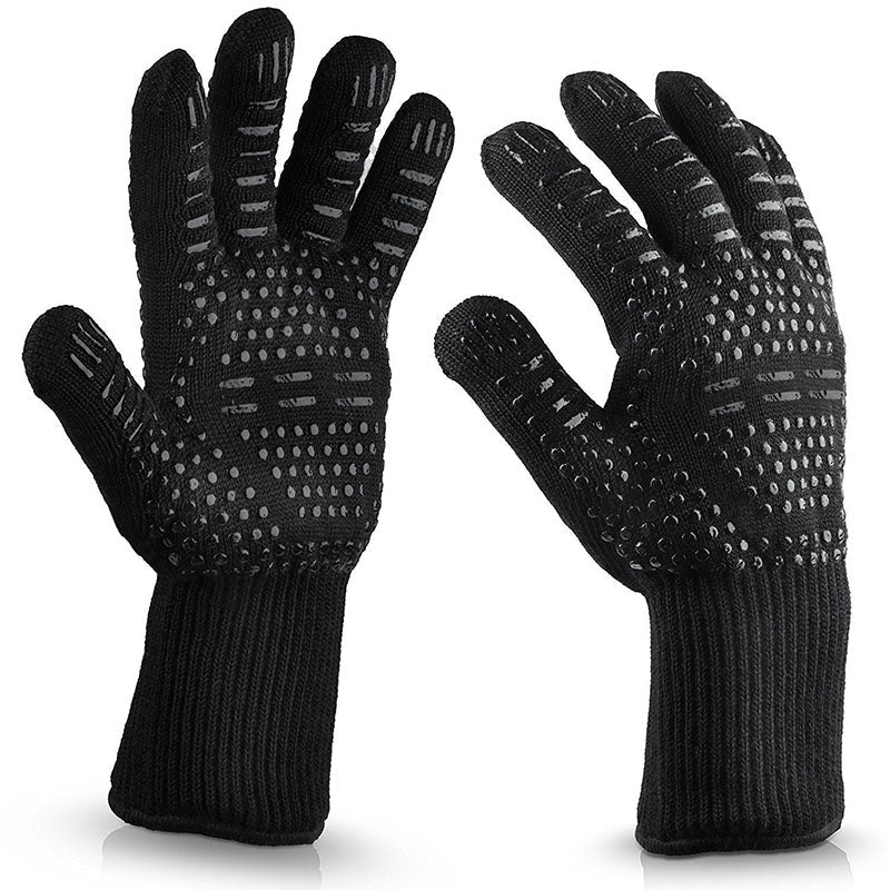 1,2PCs BBQ Gloves 300-500 Centigrade Extreme Heat Resistant Ar-amid Safety Grill-lining Cotton For Kitchen Baking Tools Image 9