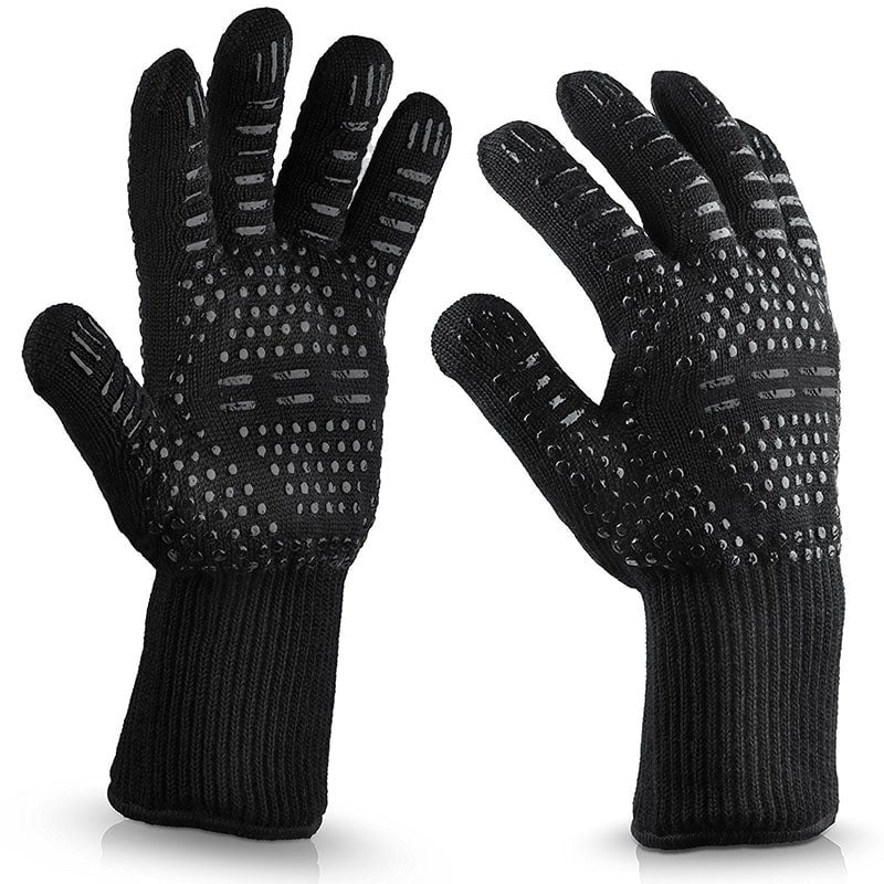 1,2PCs BBQ Gloves 300-500 Centigrade Extreme Heat Resistant Ar-amid Safety Grill-lining Cotton For Kitchen Baking Tools Image 1