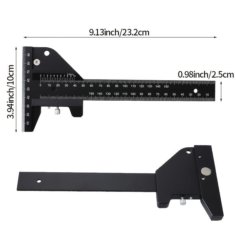 0-150mm Aluminum Alloy Multi-Function Metric Scriber Gauge Measuring Tool Image 4