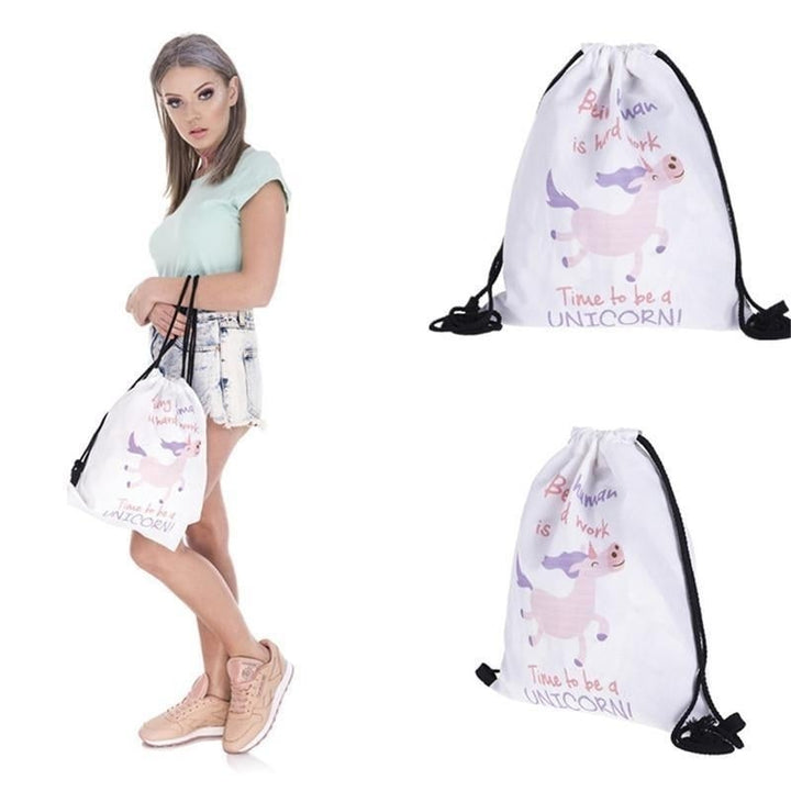 1 pc Storage Bundle Bag Waterproof 3D Cartoon Drawstring Clothing Bag Travel Camping Bag Image 1