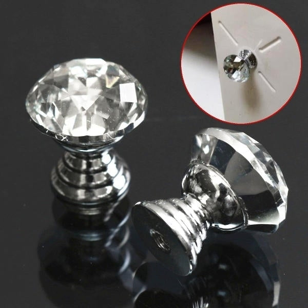 10Pcs 20mm Round Crystal Glass Cabinet Knobs Drawer Furniture Pull Handle Image 6