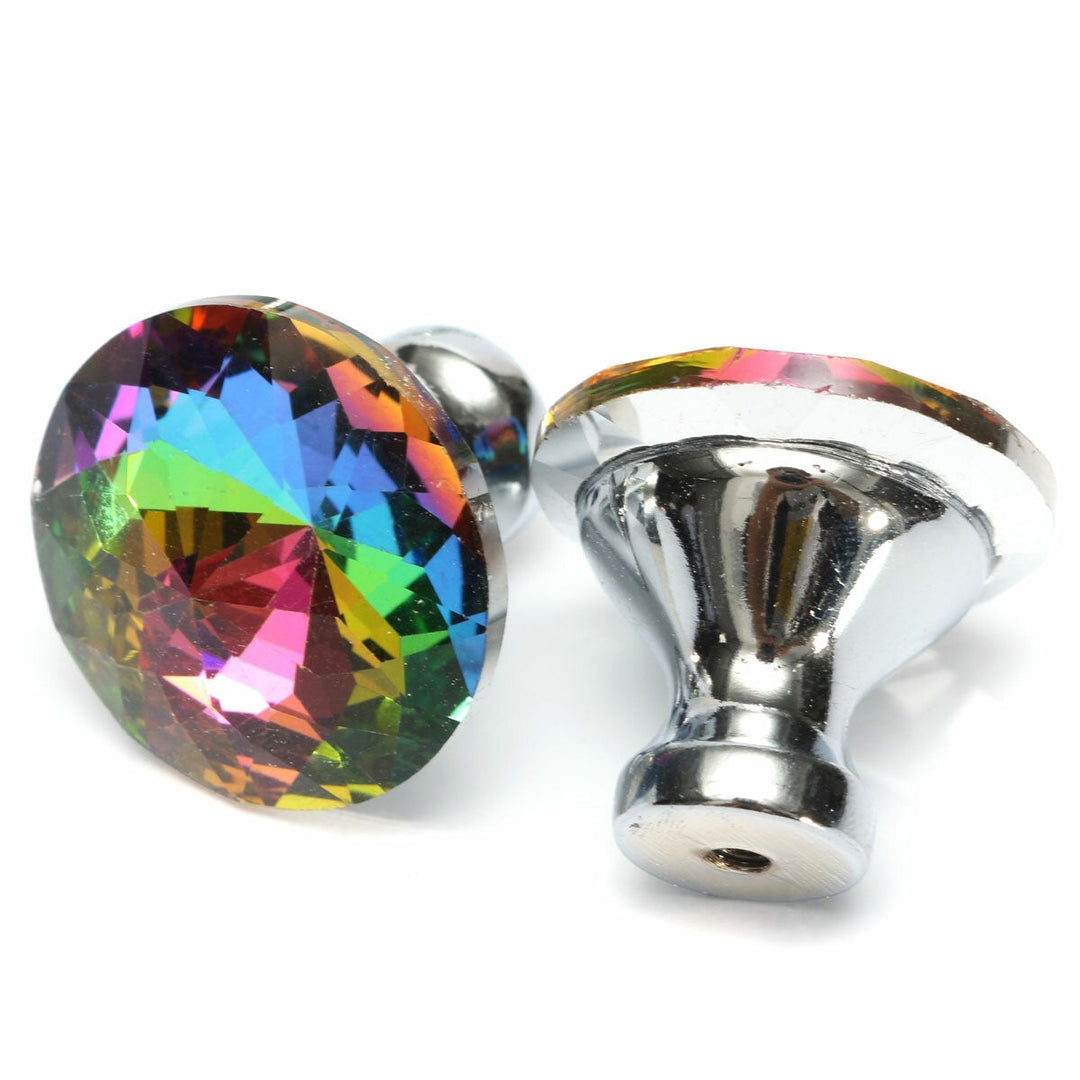 10Pcs 28mm Diamond Crystal Shape Glass Cabinet Knob Cupboard Drawer Pull Handle Image 2