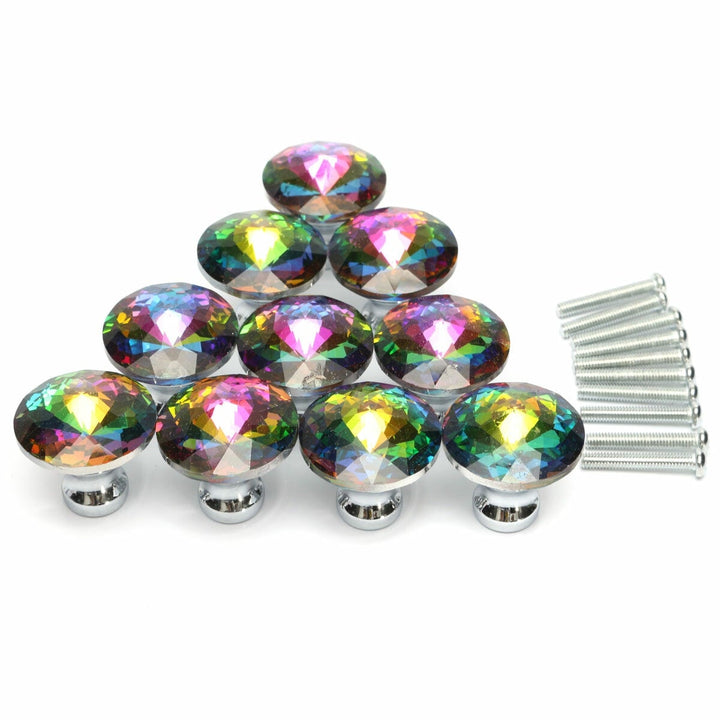 10Pcs 28mm Diamond Crystal Shape Glass Cabinet Knob Cupboard Drawer Pull Handle Image 6