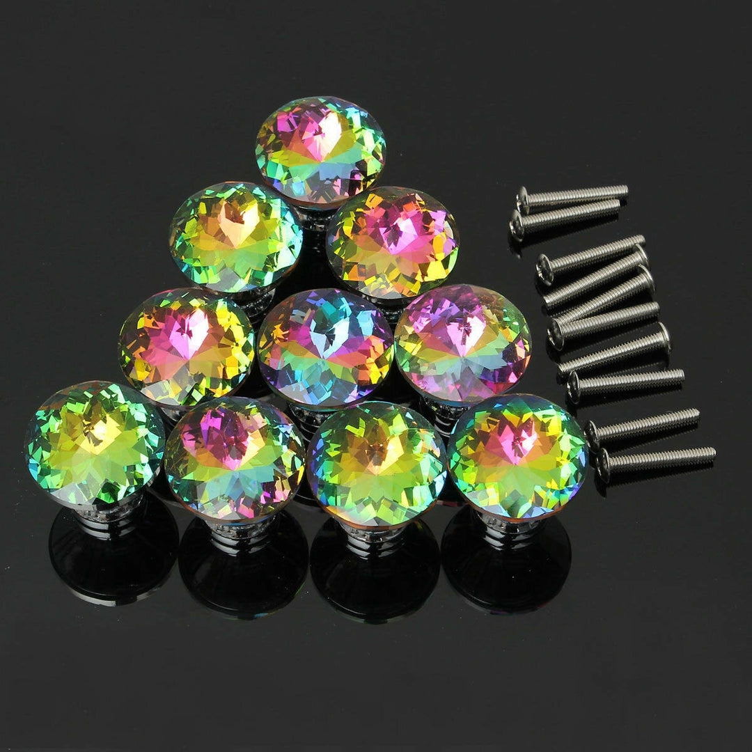 10Pcs 28mm Diamond Crystal Shape Glass Cabinet Knob Cupboard Drawer Pull Handle Image 7