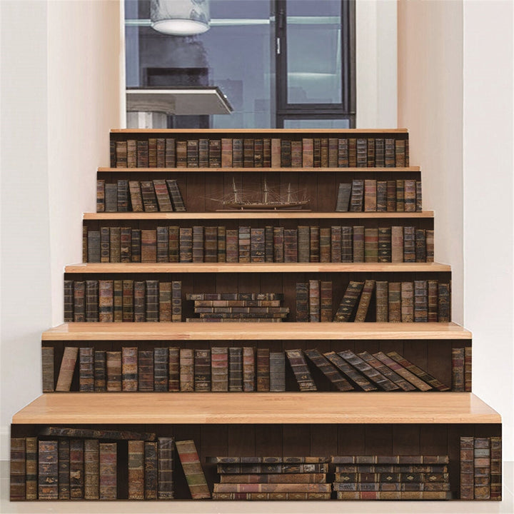 3D Stairs Stickers Self-adhesive Riser Staircase Wallpaper Bookcase Arts Decoration Image 3