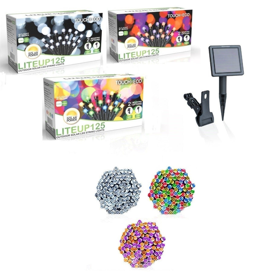 125 Solar Powered LED String Lights - 3 Colors Available Image 1