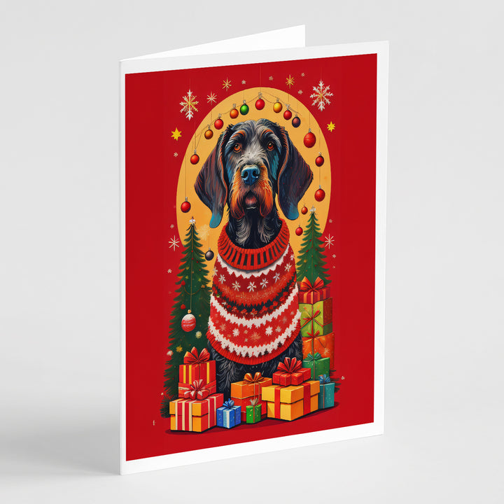 German Wirehaired Pointer Holiday Christmas Greeting Cards Pack of 8 Image 1