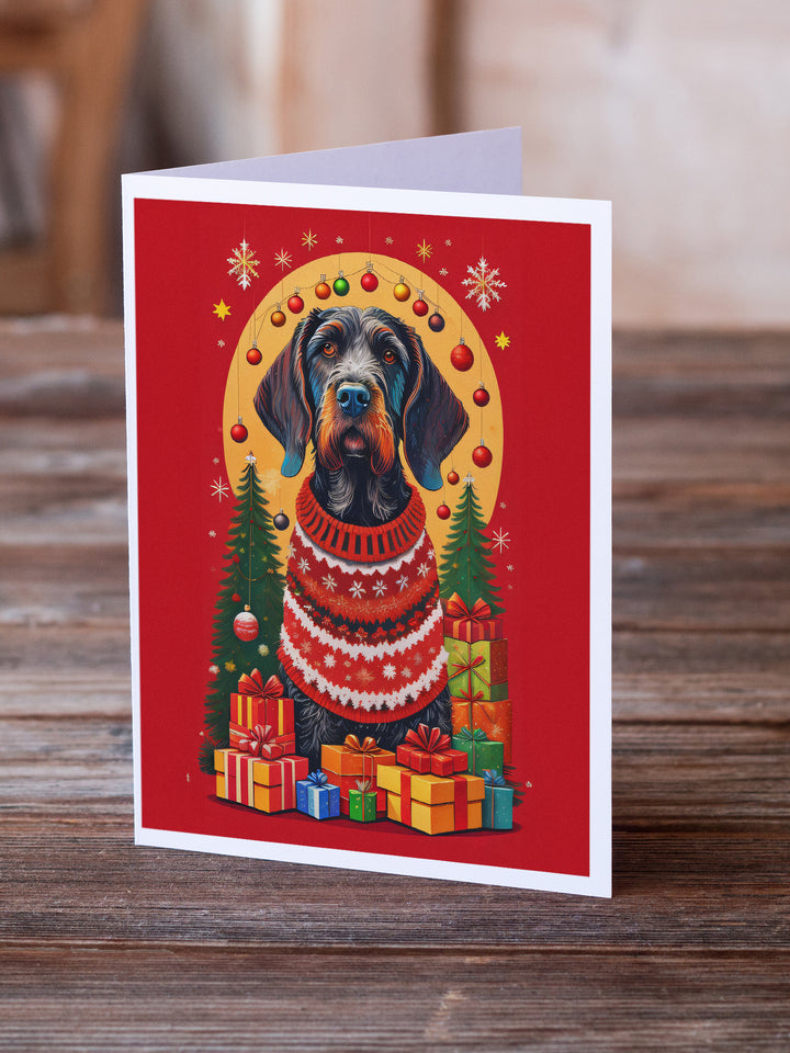 German Wirehaired Pointer Holiday Christmas Greeting Cards Pack of 8 Image 2