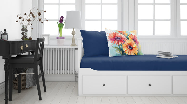 Gerbera Daisies in Watercolor Fabric Standard Pillowcase Image 2