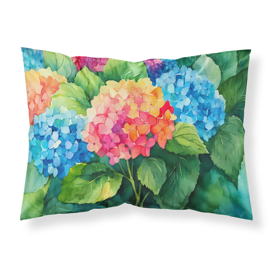 Hydrangeas in Watercolor Fabric Standard Pillowcase Image 1