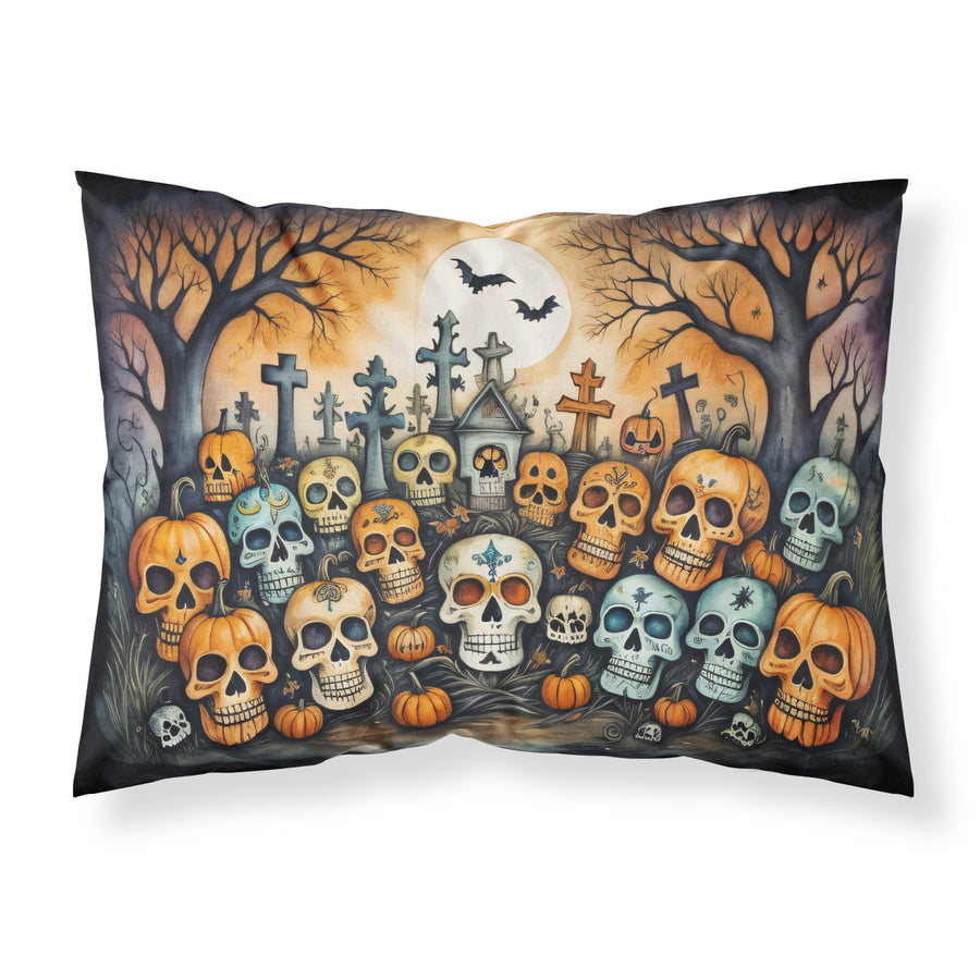 Calaveras Sugar Skulls Spooky Halloween Fabric Standard Pillowcase Image 1