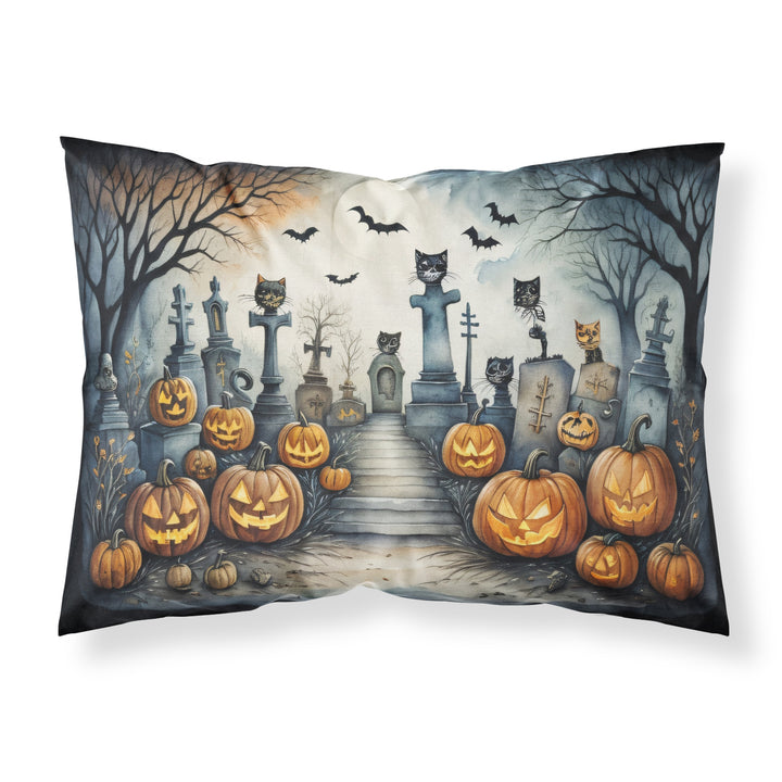 Cat Cemetery Spooky Halloween Fabric Standard Pillowcase Image 1