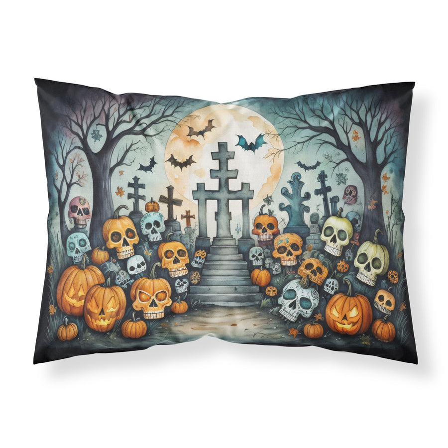 Calaveras Sugar Skulls Spooky Halloween Fabric Standard Pillowcase Image 1