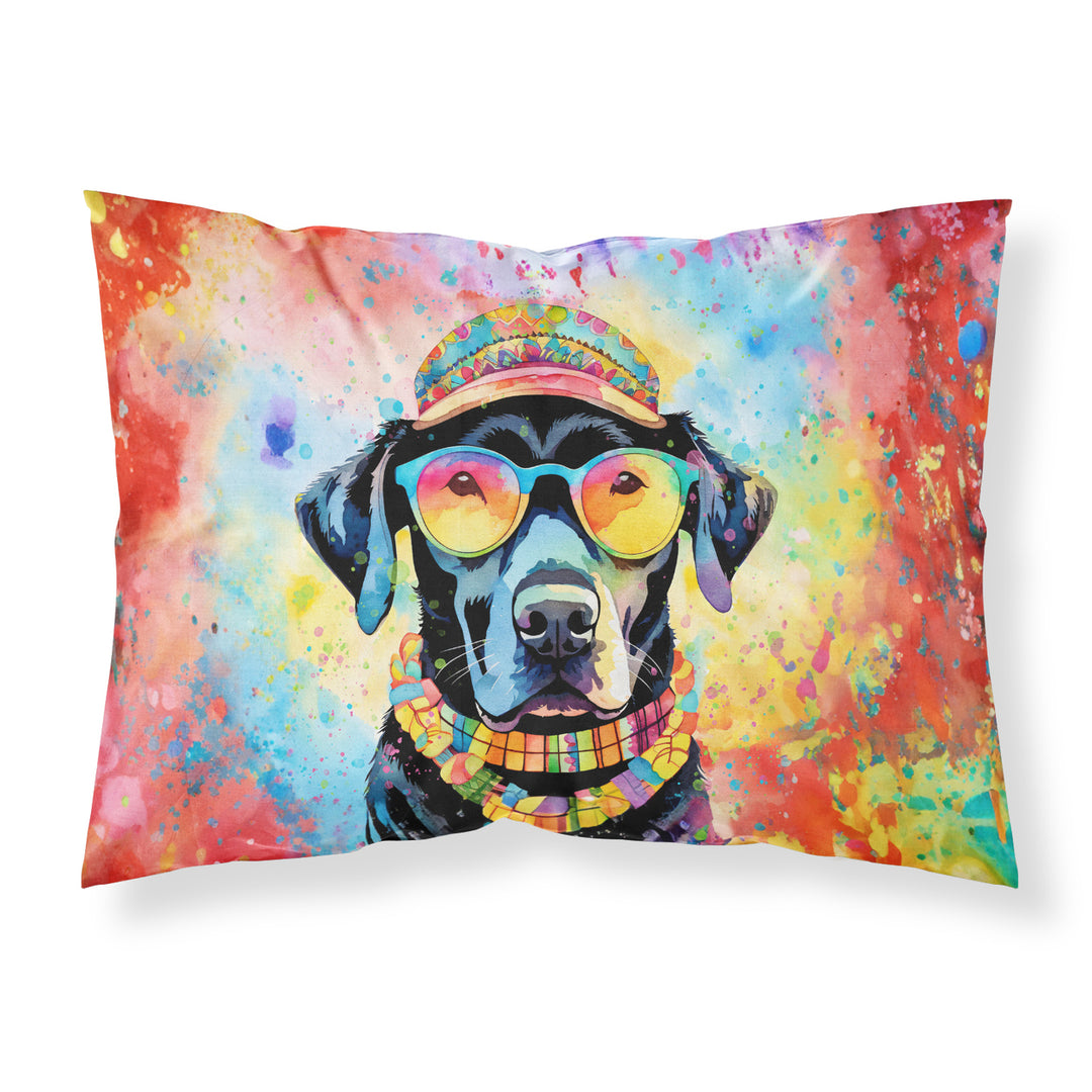 Black Labrador Hippie Dawg Standard Pillowcase Image 1