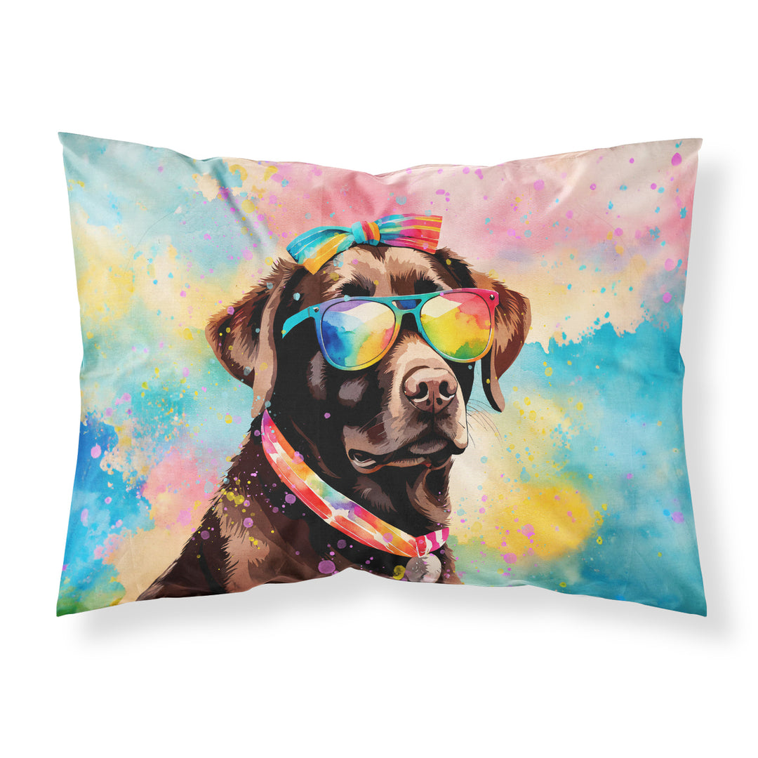 Chocolate Labrador Hippie Dawg Standard Pillowcase Image 1