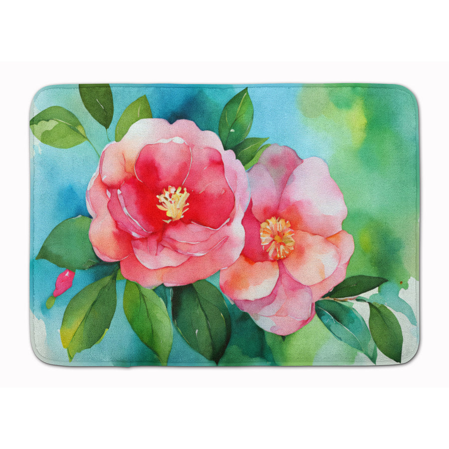 Alabama Camellia in Watercolor Memory Foam Kitchen Mat Image 1