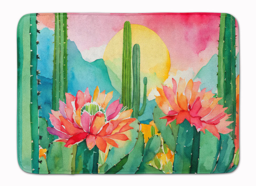 Arizona Saguaro Cactus Blossom in Watercolor Memory Foam Kitchen Mat Image 1