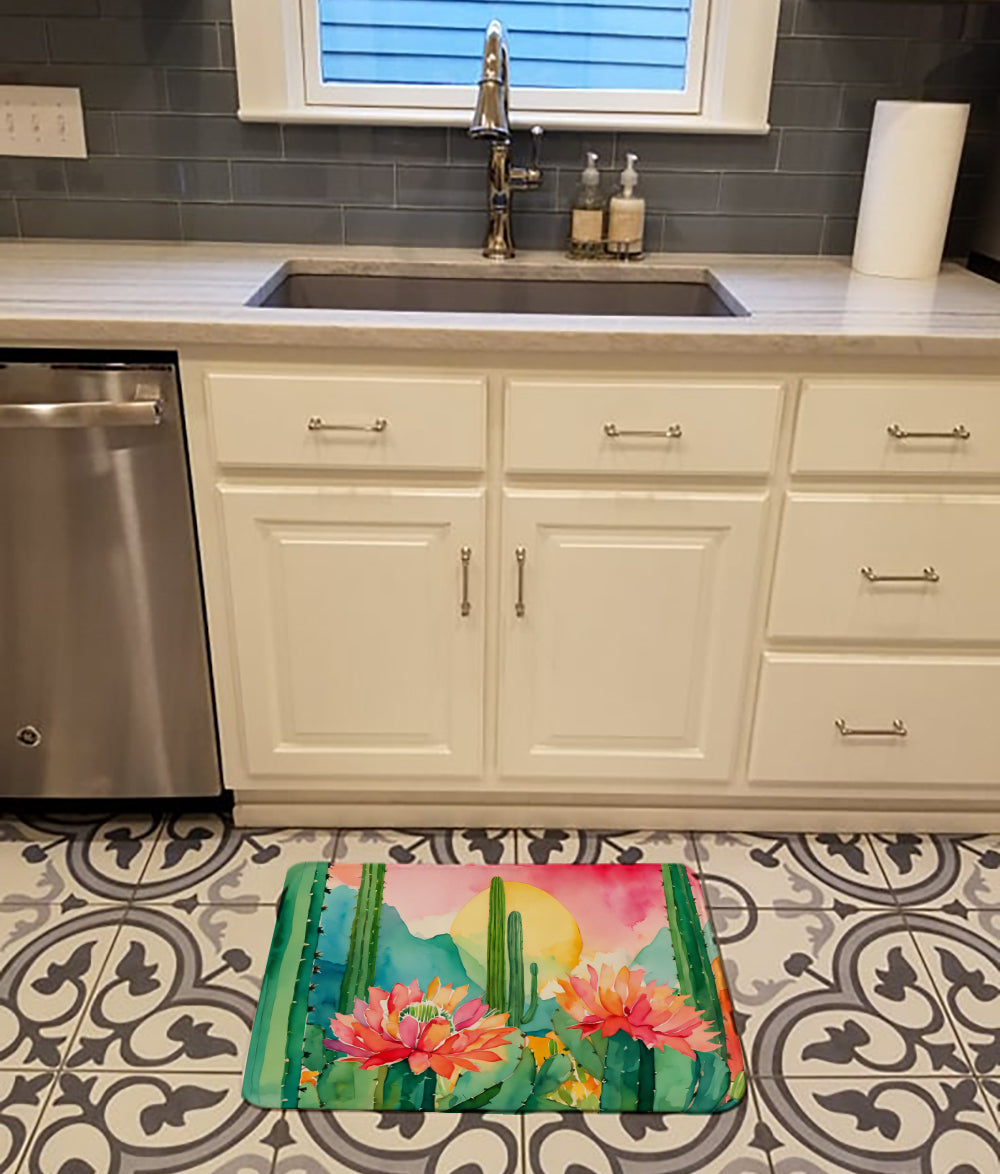 Arizona Saguaro Cactus Blossom in Watercolor Memory Foam Kitchen Mat Image 2