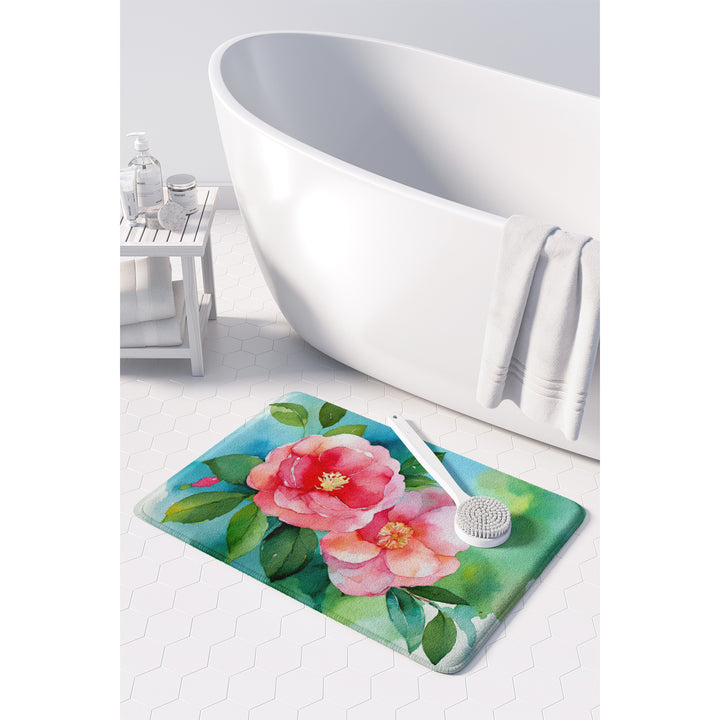 Alabama Camellia in Watercolor Memory Foam Kitchen Mat Image 3