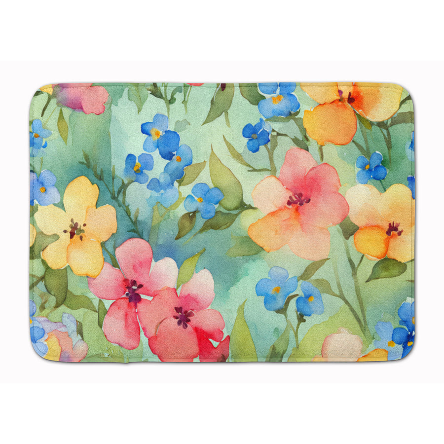 Alaska Forget-me-nots in Watercolor Memory Foam Kitchen Mat Image 1