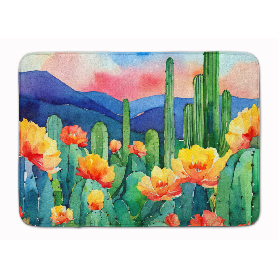 Arizona Saguaro Cactus Blossom in Watercolor Memory Foam Kitchen Mat Image 1