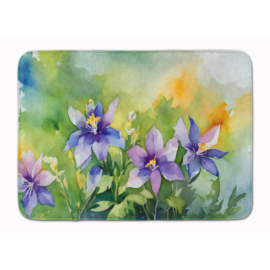 Colorado Rocky Mountain Columbine in Watercolor Memory Foam Kitchen Mat Image 1