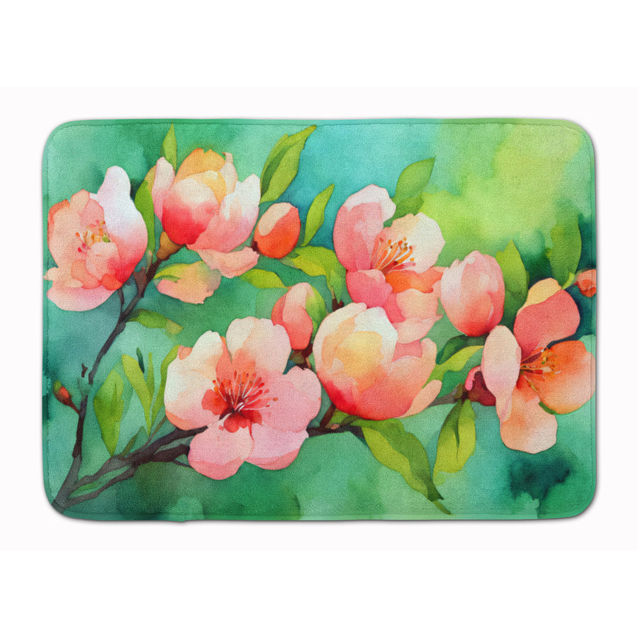 Delaware Peach Blossom in Watercolor Memory Foam Kitchen Mat Image 1