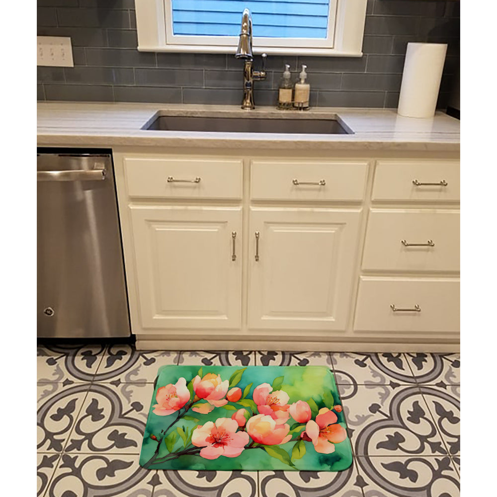 Delaware Peach Blossom in Watercolor Memory Foam Kitchen Mat Image 2