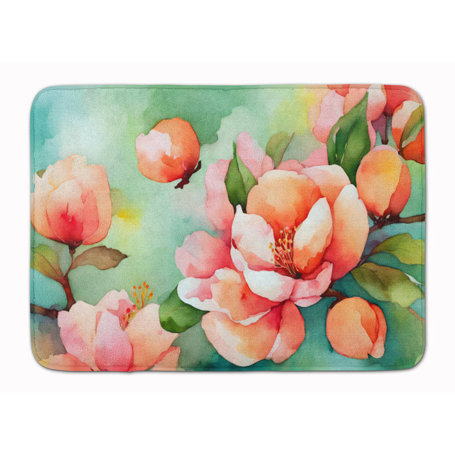 Delaware Peach Blossom in Watercolor Memory Foam Kitchen Mat Image 1