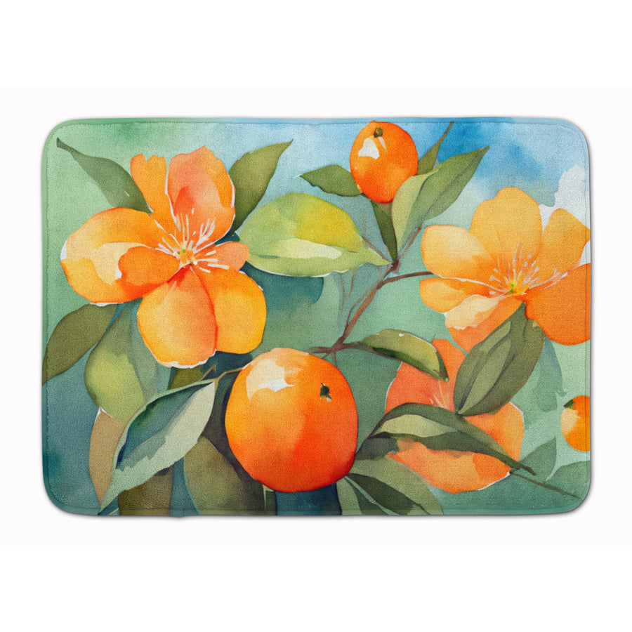 Florida Orange Blossom in Watercolor Memory Foam Kitchen Mat Image 1