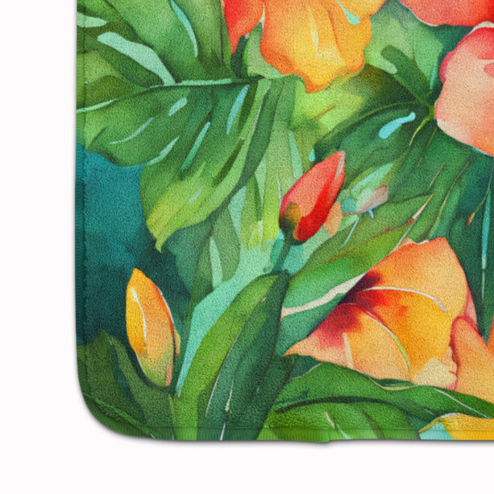 Hawaii Hawaiian Hibiscus in Watercolor Memory Foam Kitchen Mat Image 4