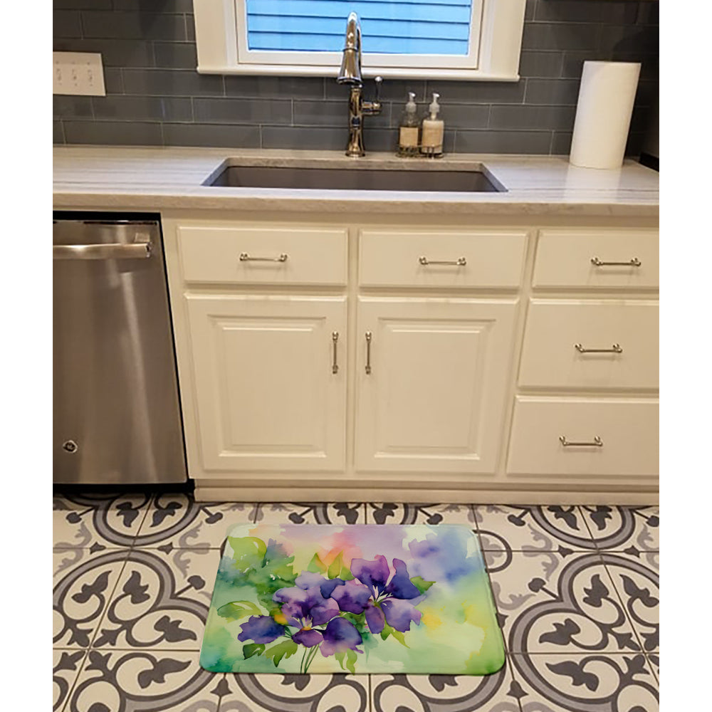 Jersey Violet in Watercolor Memory Foam Kitchen Mat Image 2