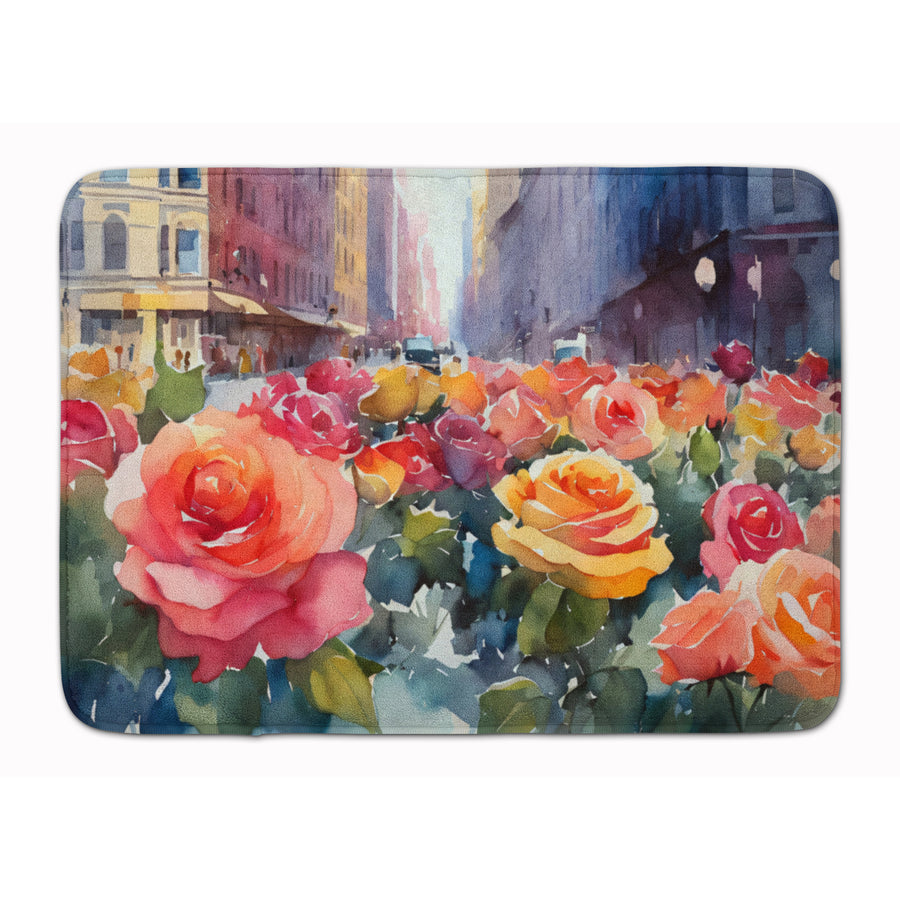 York Roses in Watercolor Memory Foam Kitchen Mat Image 1