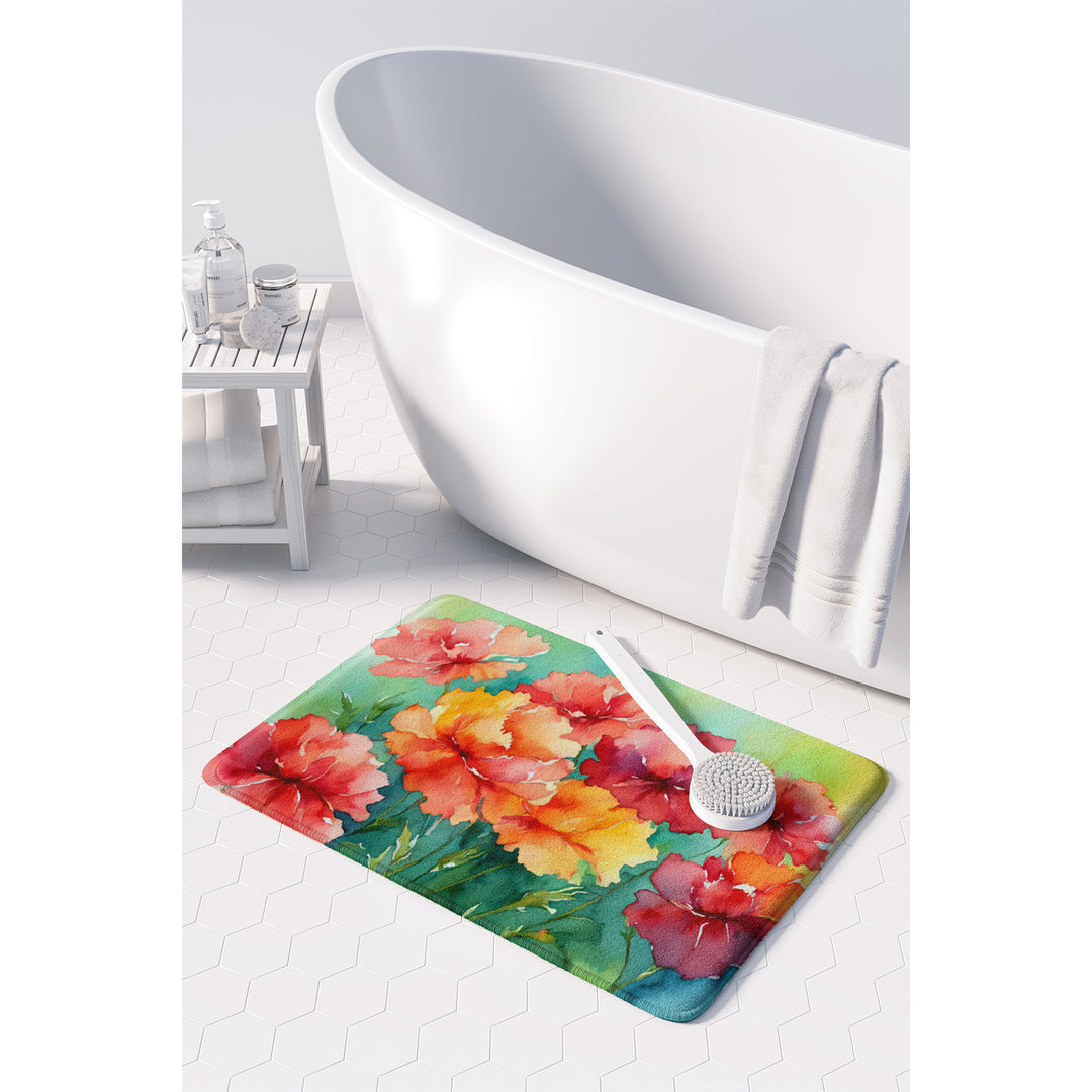 Ohio Scarlet Carnations in Watercolor Memory Foam Kitchen Mat Image 3