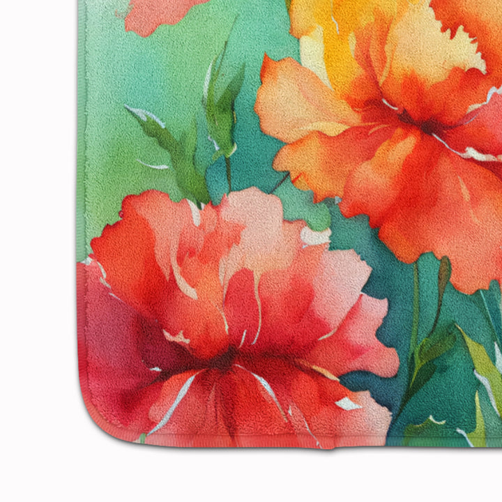 Ohio Scarlet Carnations in Watercolor Memory Foam Kitchen Mat Image 4