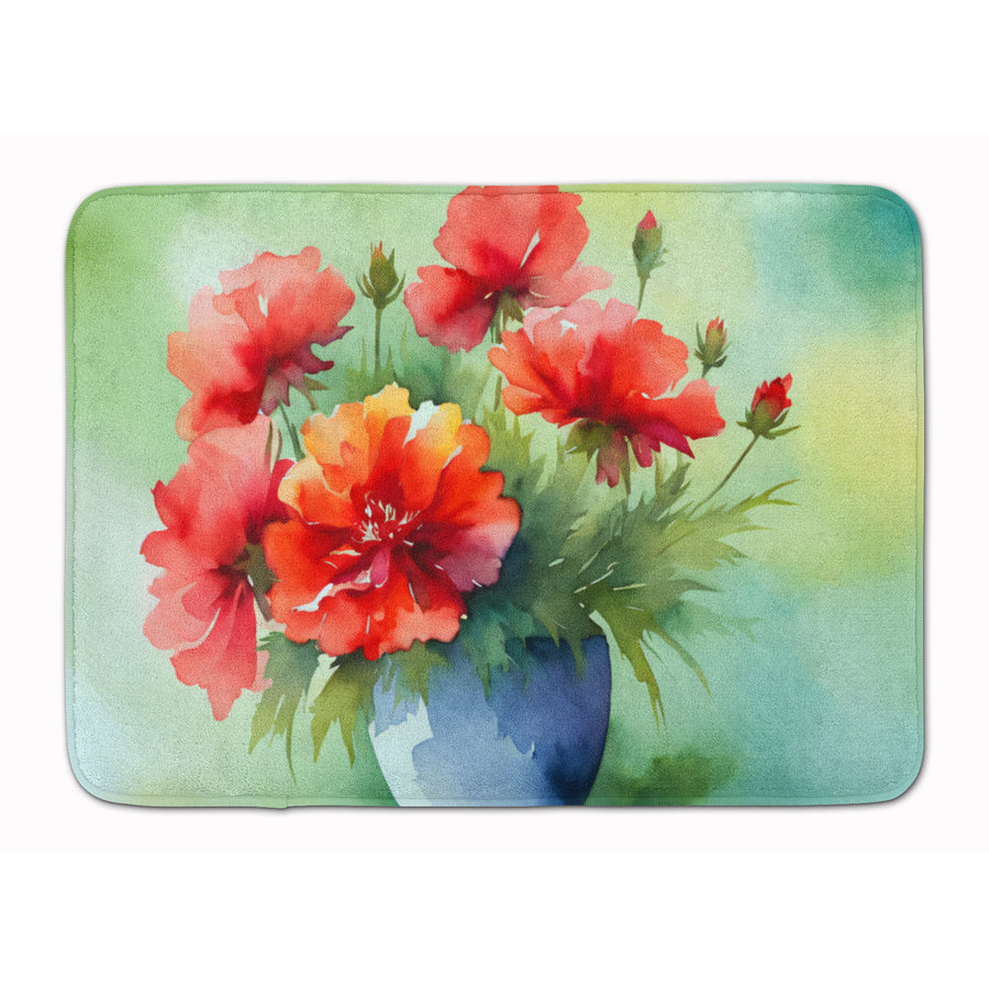 Ohio Scarlet Carnations in Watercolor Memory Foam Kitchen Mat Image 1