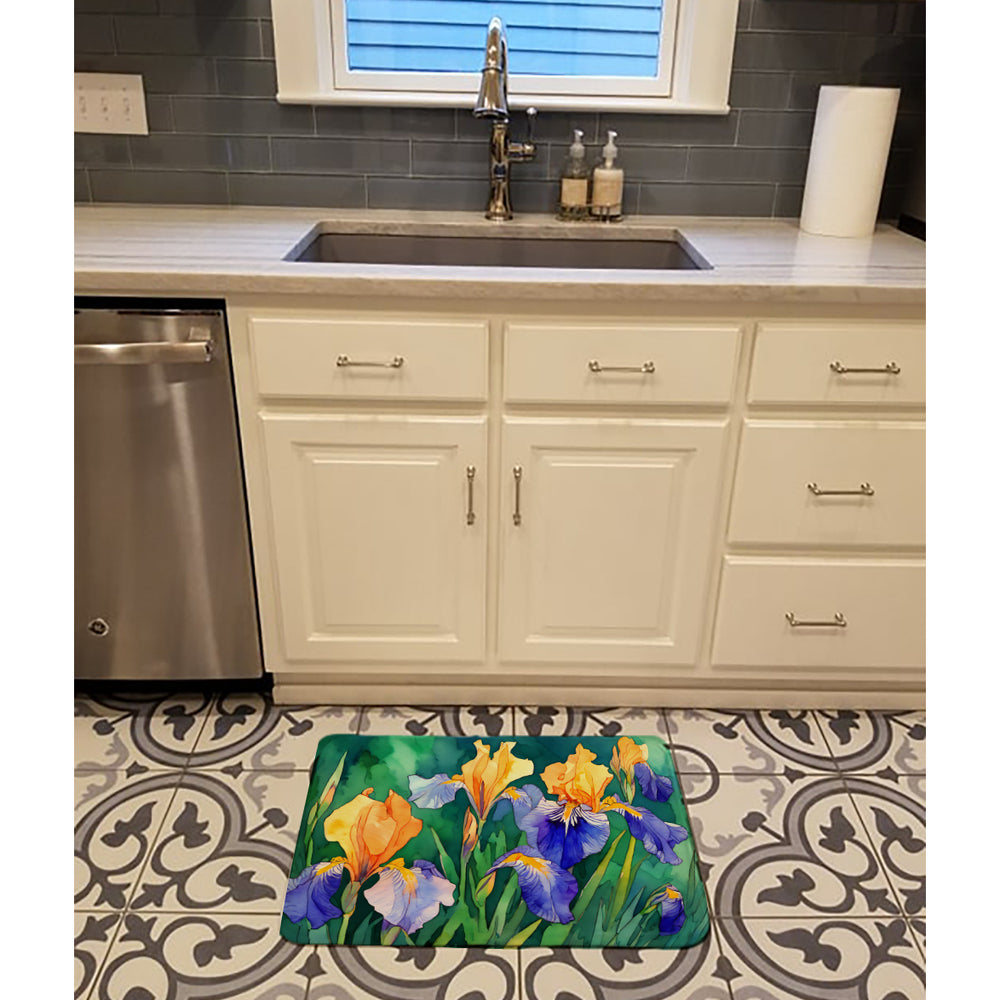 Tennessee Iris in Watercolor Memory Foam Kitchen Mat Image 2