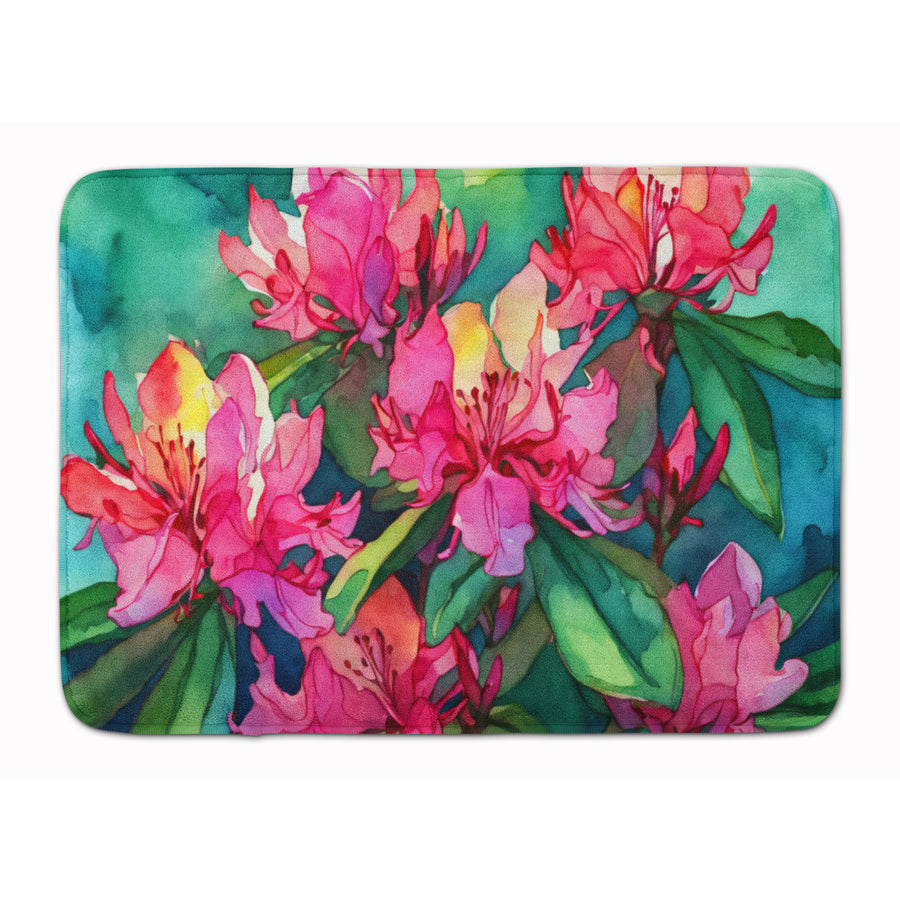 West Virginia Rhododendrons in Watercolor Memory Foam Kitchen Mat Image 1