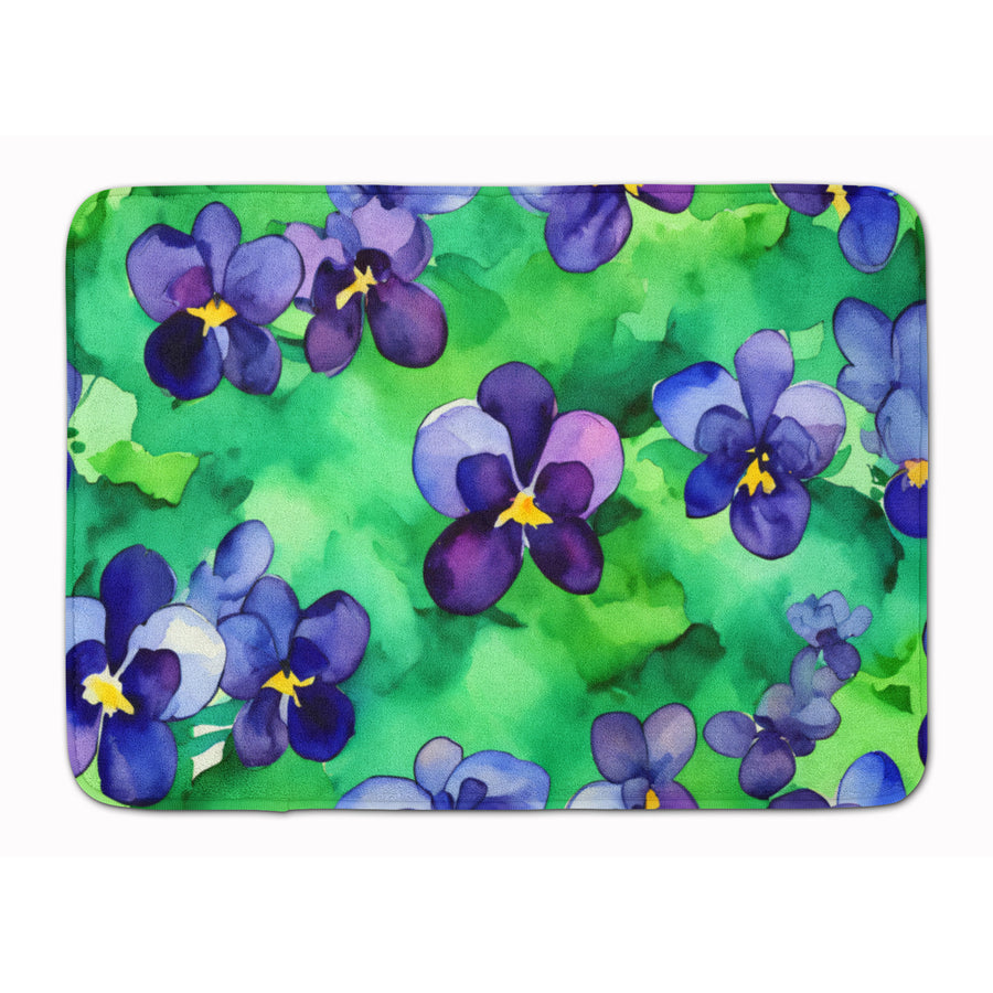 Wisconsin Wood Violets in Watercolor Memory Foam Kitchen Mat Image 1