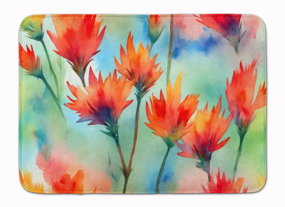 Wyoming Indian Paintbrush in Watercolor Memory Foam Kitchen Mat Image 1