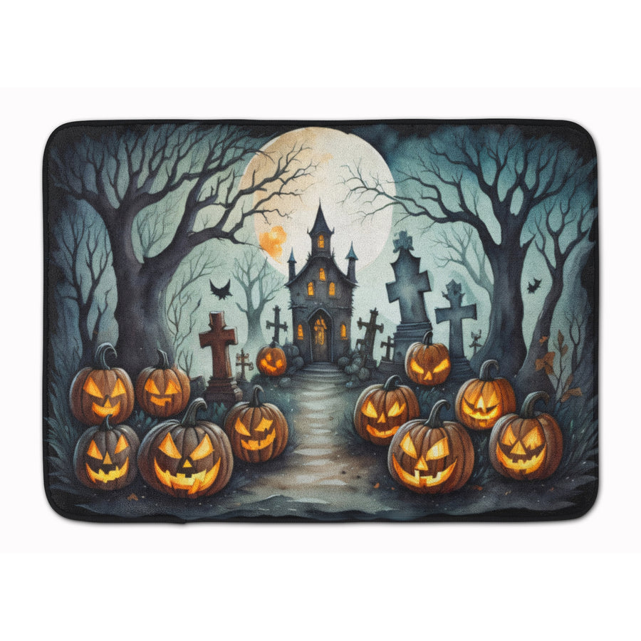 Graveyard Spooky Halloween Memory Foam Kitchen Mat Image 1