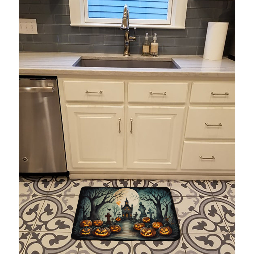 Graveyard Spooky Halloween Memory Foam Kitchen Mat Image 2