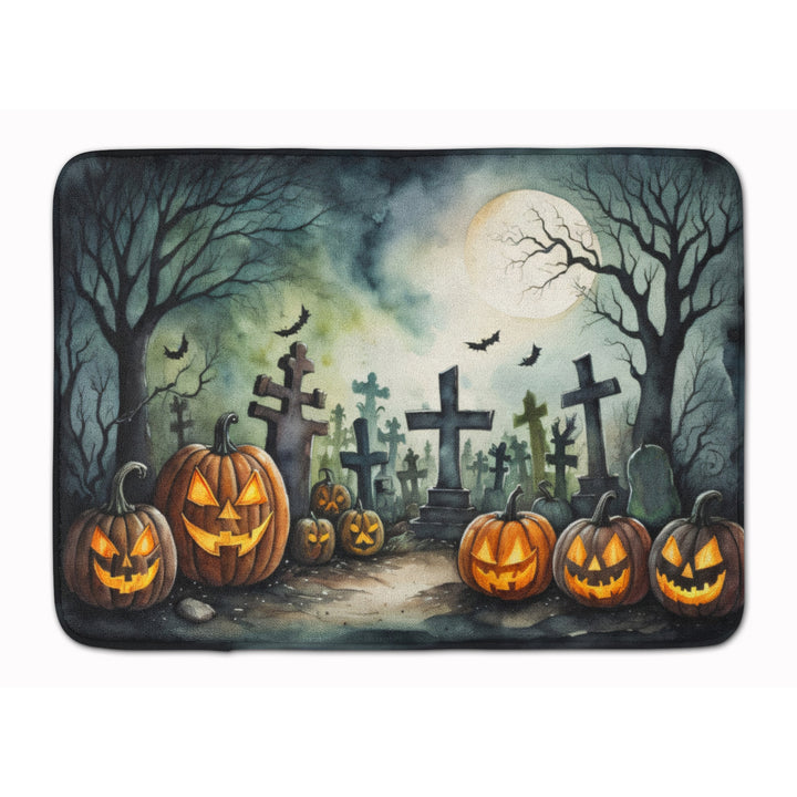 Graveyard Spooky Halloween Memory Foam Kitchen Mat Image 1