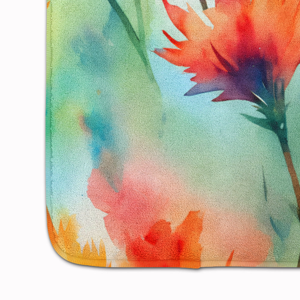 Wyoming Indian Paintbrush in Watercolor Memory Foam Kitchen Mat Image 4